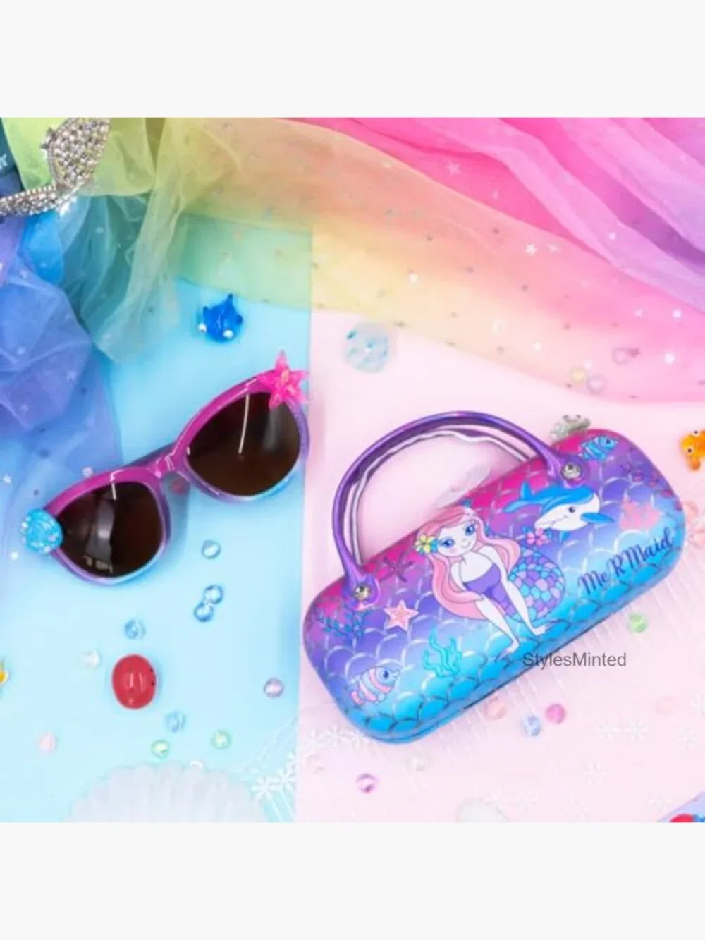 Kids Polarized Sunglasses UV400 Protection with Case Mermaid